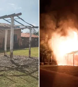 Palhoça da Comunidade Nossa Senhora da Luz destruída após incêndio em Coelho Neto