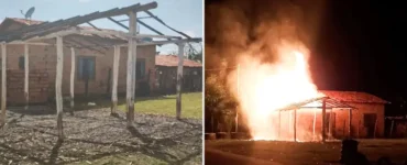 Palhoça da Comunidade Nossa Senhora da Luz destruída após incêndio em Coelho Neto