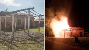 Palhoça da Comunidade Nossa Senhora da Luz destruída após incêndio em Coelho Neto