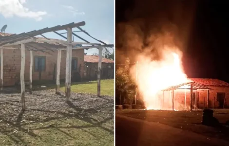 Palhoça da Comunidade Nossa Senhora da Luz destruída após incêndio em Coelho Neto