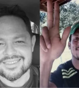 Márcio Mendes, vítima de homicídio, e Leandro da Silva, suspeito pelo crime (Foto: Reprodução)